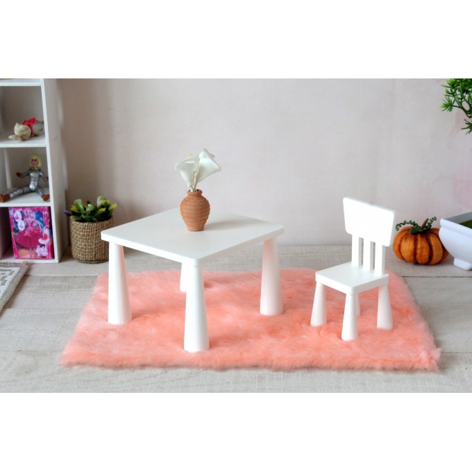 Miniature Mammut chair table set, 1:8 scale dollhouse 