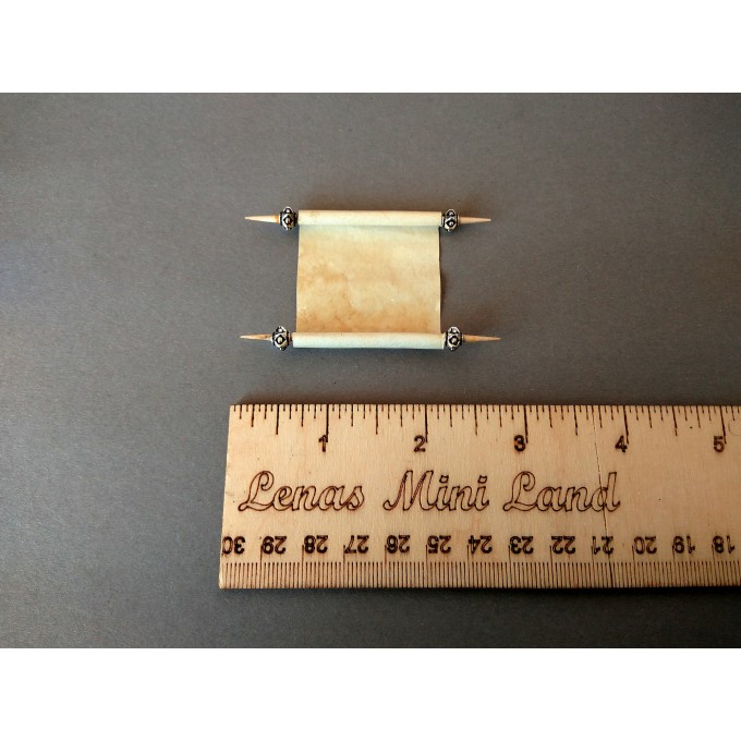 Miniature parchment scrolls set of 2, old paper 