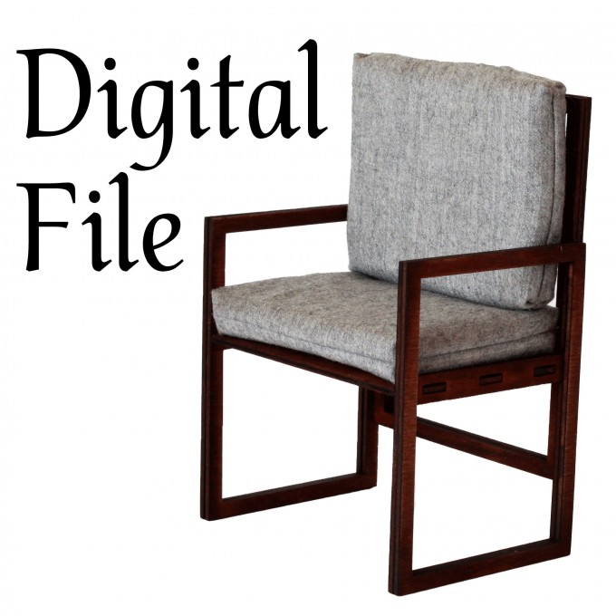 Miniature dollhouse chair digital download file. 1:6 scale