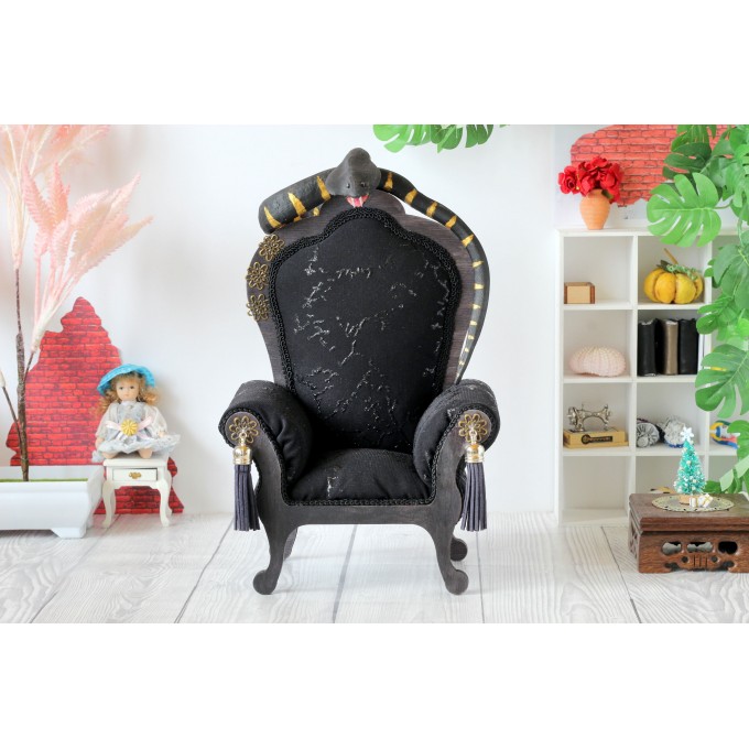 Miniature snake chair, goth dollhouse furniture luxury royal 