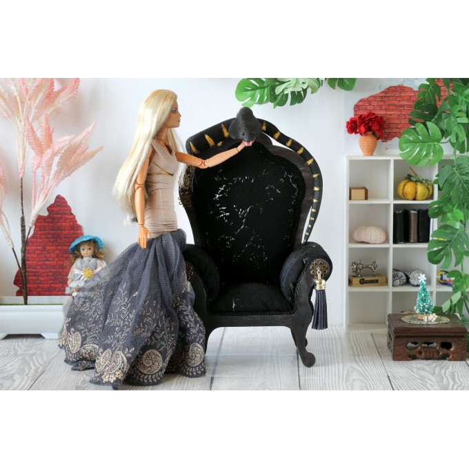 Miniature snake chair, goth dollhouse furniture luxury royal 