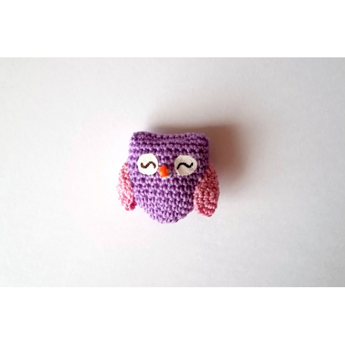 Micro owl figurine. Crochet tiny dollhouse toy for doll