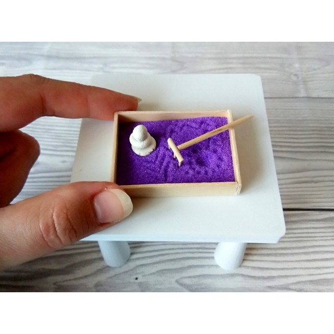 Zen garden miniature Japanese meditation sand tray kit. 