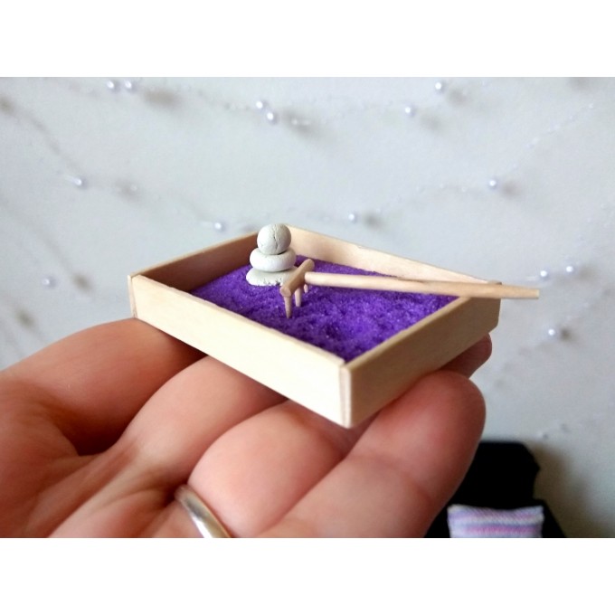 Zen garden miniature Japanese meditation sand tray kit. 