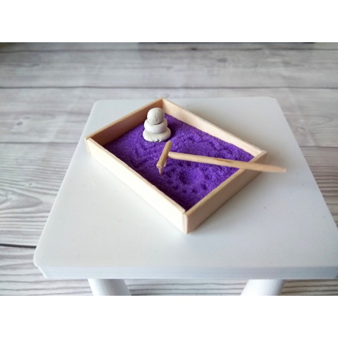 Zen garden miniature Japanese meditation sand tray kit. 