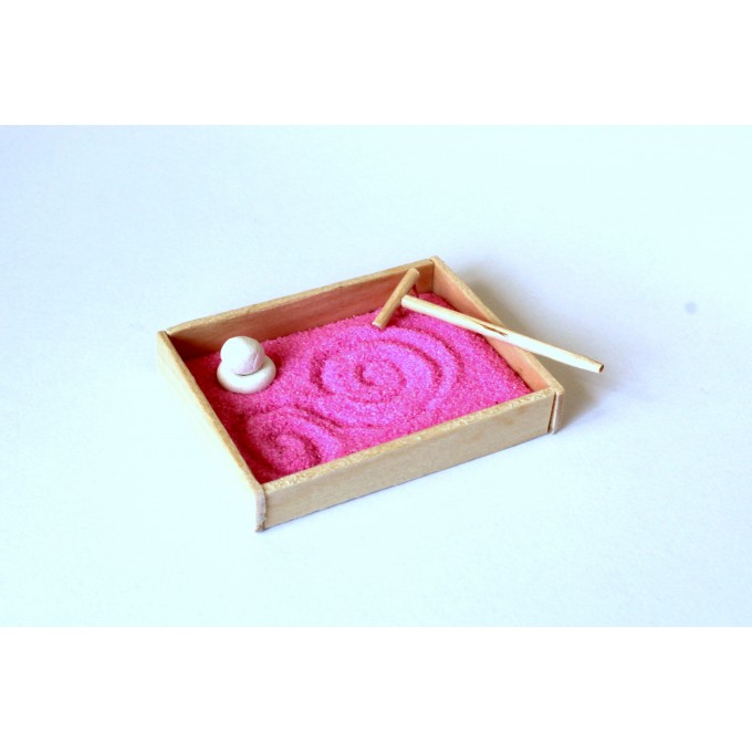 Zen garden miniature Japanese meditation sand tray kit. 