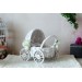 Miniature carriage, wicker dollhouse pram. White Cottage