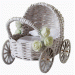 Miniature carriage, wicker dollhouse pram. White Cottage