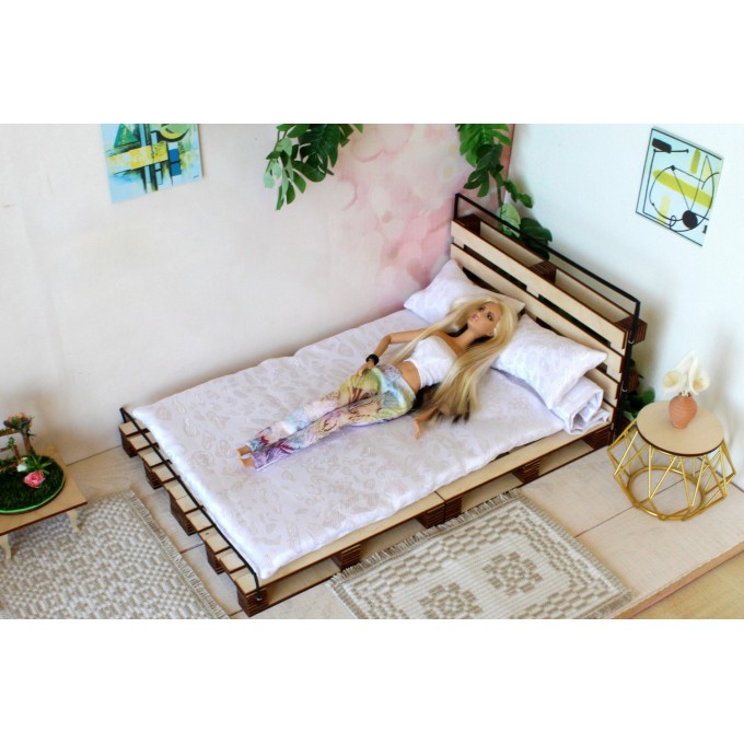 Miniature pallet bed, double-size framed d