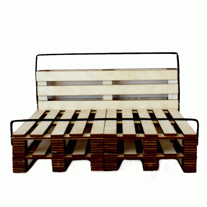 Miniature pallet bed, double-size framed d