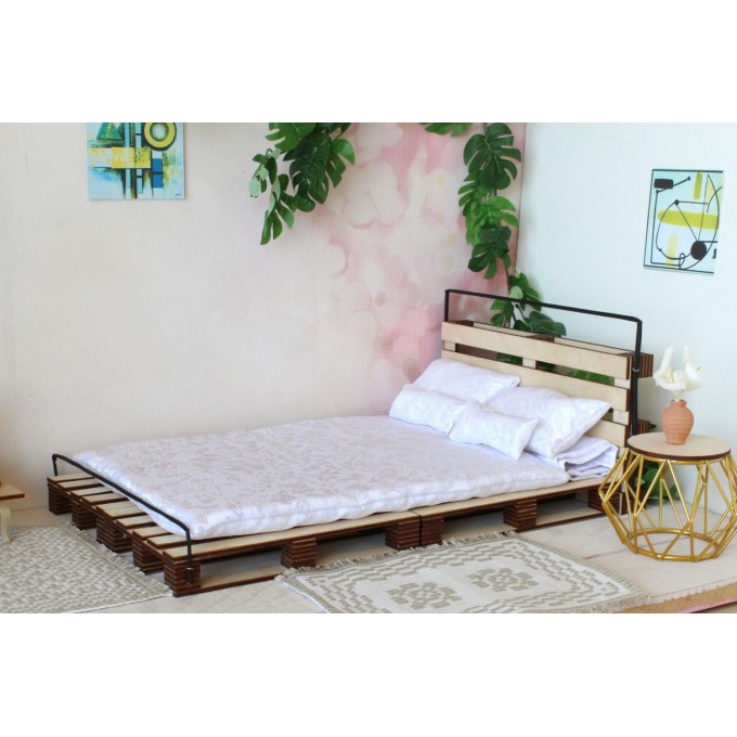 Miniature pallet bed, double-size framed d