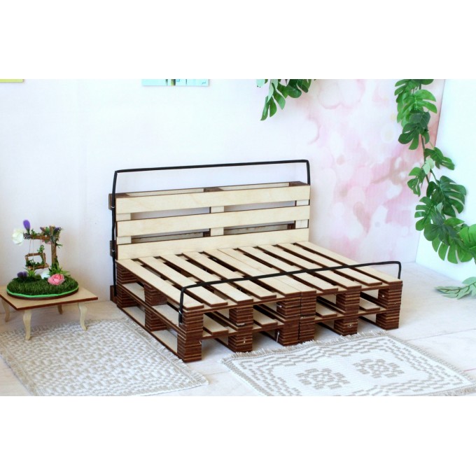 Miniature pallet bed, double-size framed d