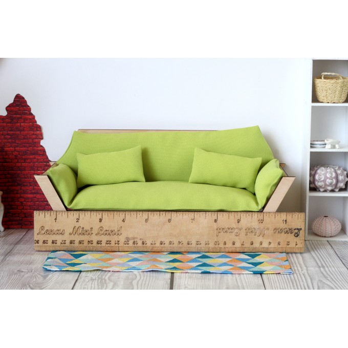 Miniature sofa hexagon shape wooden dollhouse