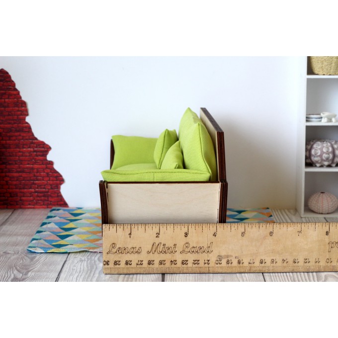 Miniature sofa hexagon shape wooden dollhouse