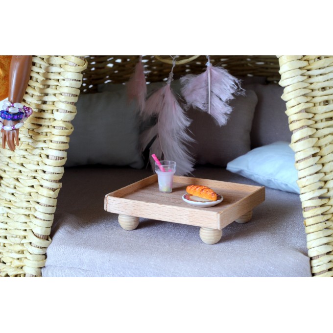 Wicker cone tent miniature dollhouse furniture bjd