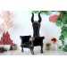 Miniature chair with horns, goth devil dollhouse furniture. 