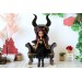 Miniature chair with horns, goth devil dollhouse furniture. 