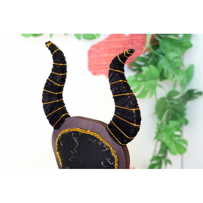 Miniature chair with horns, goth devil dollhouse furniture. 