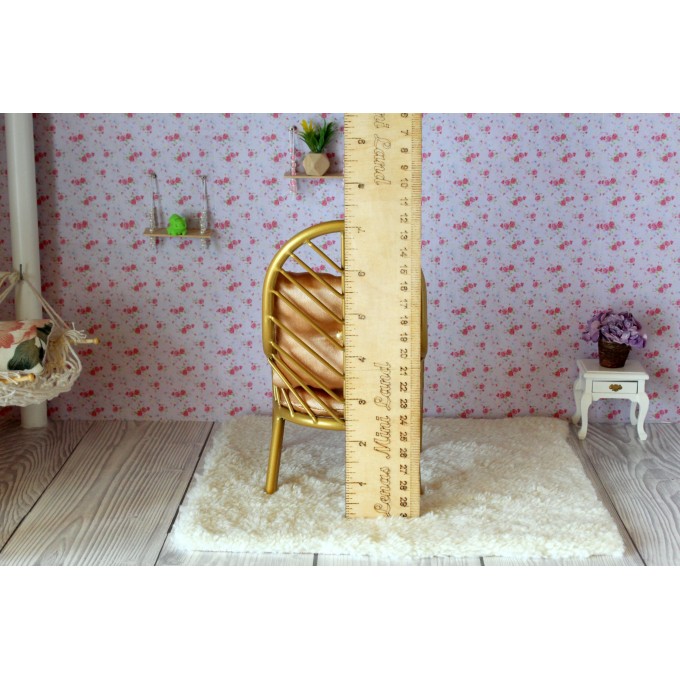 Miniature chair 1:6 scale dollhouse furniture gold metal 