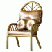 Miniature chair 1:6 scale dollhouse furniture gold metal 