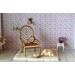 Miniature chair 1:6 scale dollhouse furniture gold metal 