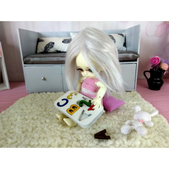 Dollhouse nursery game toy, miniature sorting letters
