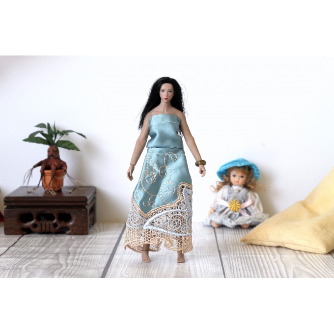 1:12 scale doll outfit, miniature top and skirt for Phicen TB