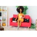 Miniature red sofa, dollhouse furniture 1:6 scale
