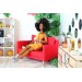 Miniature red sofa, dollhouse furniture 1:6 scale