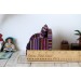 Miniature striped sofa 1:6 scale. Violet textile 