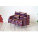 Miniature striped sofa 1:6 scale. Violet textile 