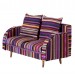 Miniature striped sofa 1:6 scale. Violet textile 