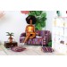 Miniature striped sofa 1:6 scale. Violet textile 