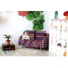 Miniature striped sofa 1:6 scale. Violet textile 