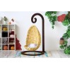 Miniature wicker hanging chair with wood stand 1:6 scale