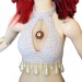 Minifee doll top, crochet white deep neckline 1:4 