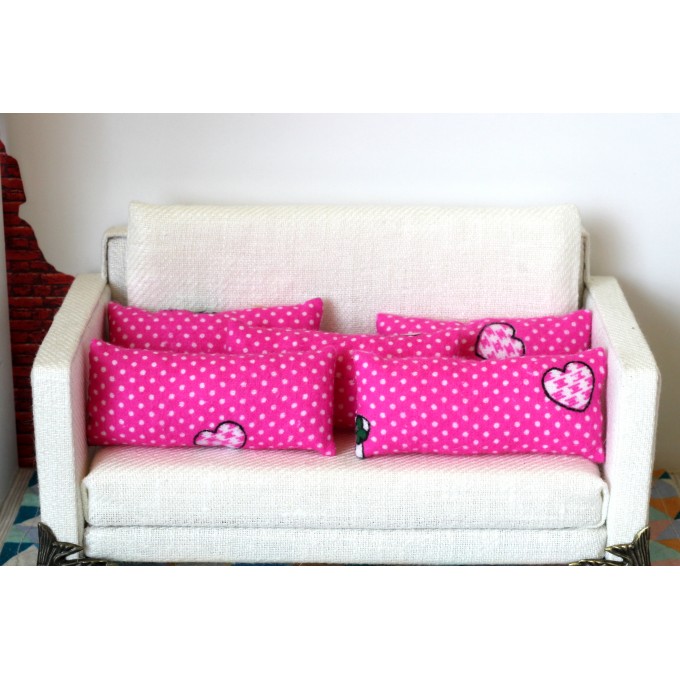 Miniature dollhouse pillows set of 5, BJD doll
