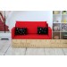 Miniature red sofa, dollhouse furniture 1:6 scale