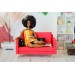 Miniature red sofa, dollhouse furniture 1:6 scale