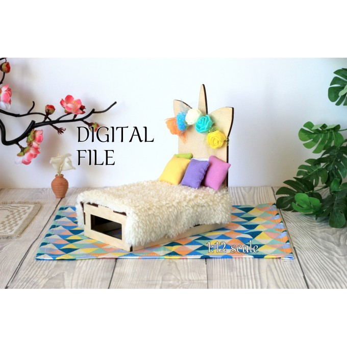 Miniature unicorn bed kit instant download file DIY doll