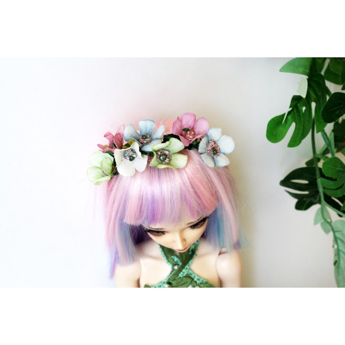 Minifee doll headband with flowers, fairy 1:4 scale