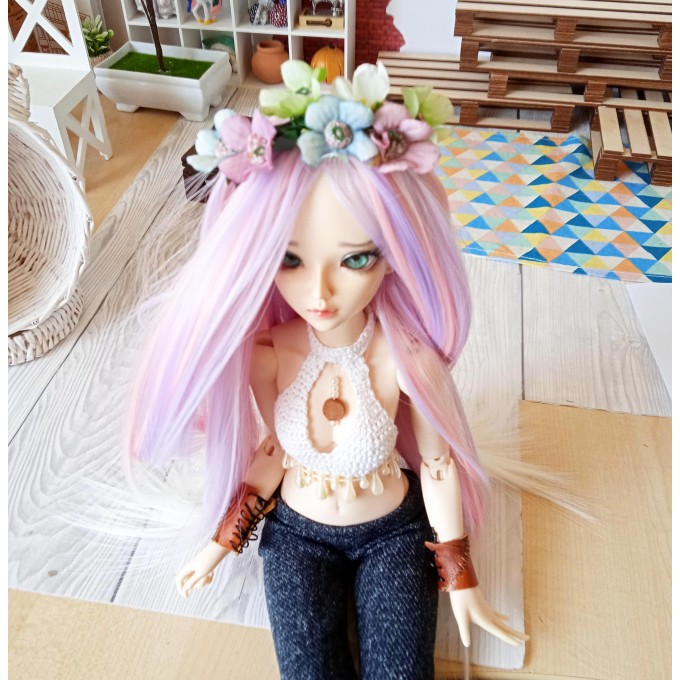 Minifee doll headband with flowers, fairy 1:4 scale