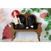 Miniature sofa 1:4 scale upholstered wooden dollhouse 