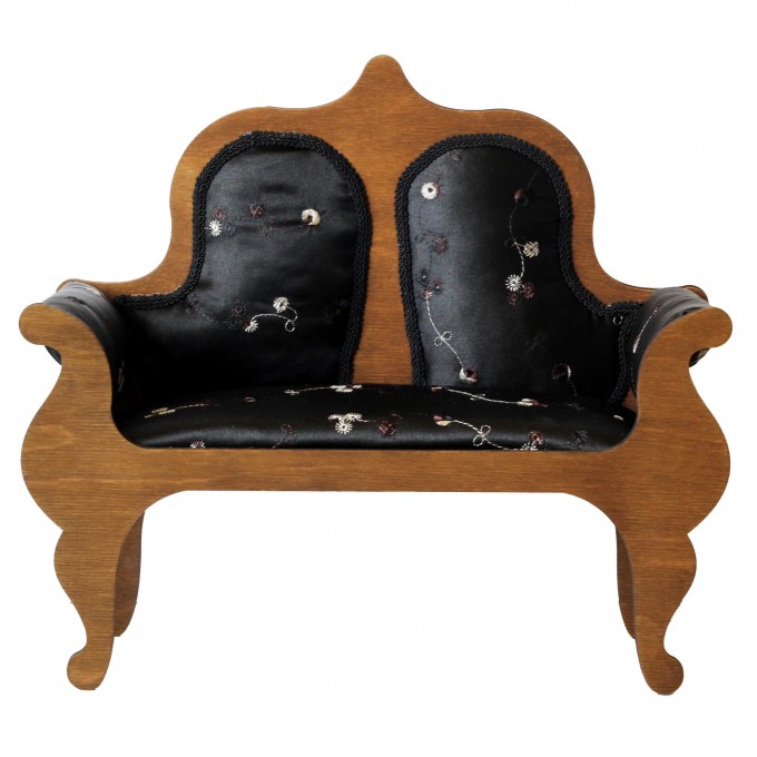 Miniature sofa 1:4 scale upholstered wooden dollhouse 