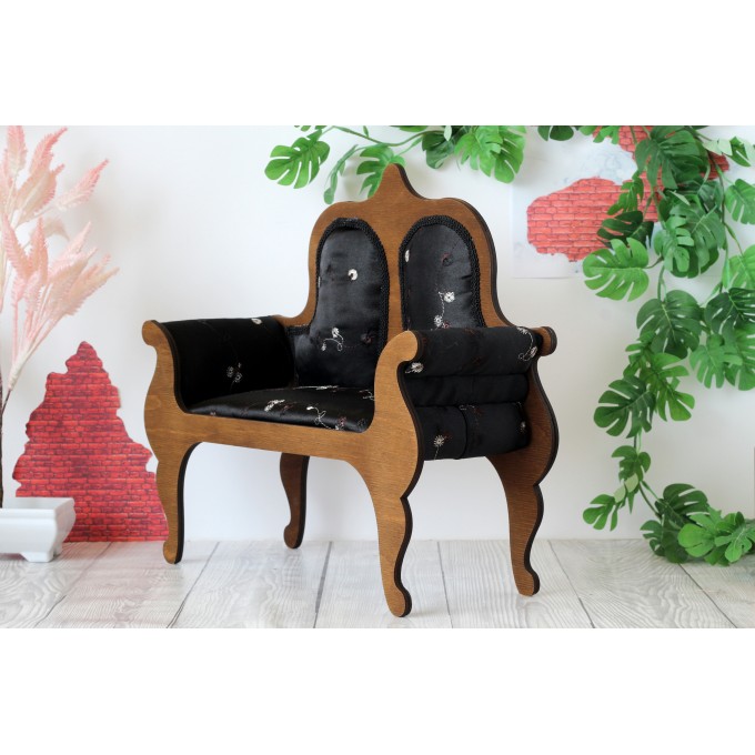 Miniature sofa 1:4 scale upholstered wooden dollhouse 