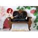 Miniature sofa 1:4 scale upholstered wooden dollhouse 
