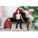 Miniature sofa 1:4 scale upholstered wooden dollhouse 
