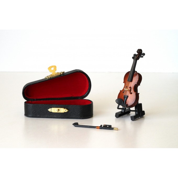 Miniature violin, dollhouse fiddle orchestra music