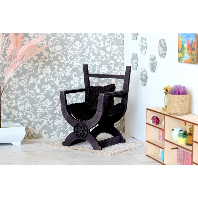 Miniature Tudor chair, X framed queen Mary seat