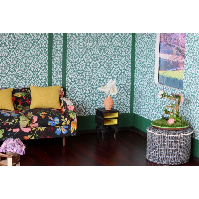 FREE DOWNLOAD dollhouse wallpaper green damask 
